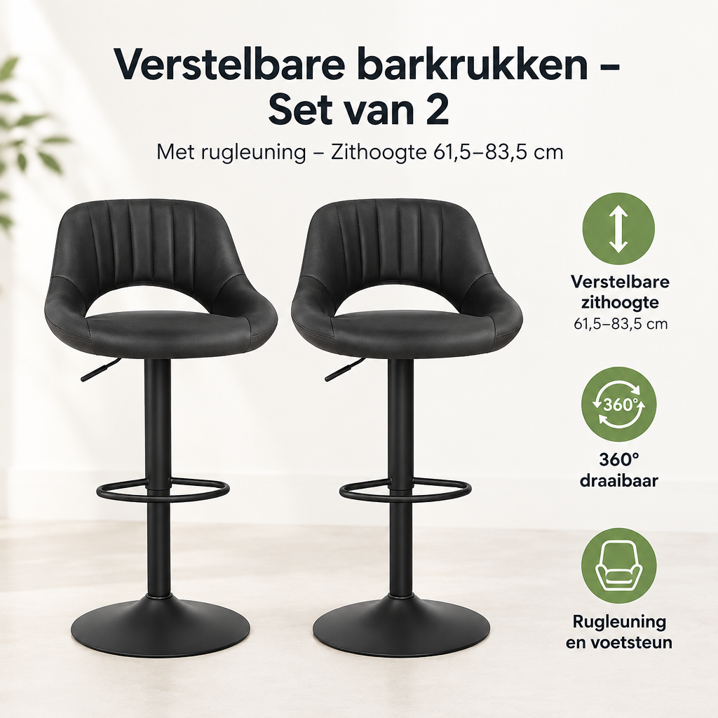 Belangrijkste voordelen en eigenschappen van verstelbare barkrukken set van 2