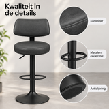 Detail van materiaal en afwerking van verstelbare barkrukken set van 2