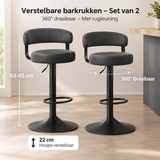 Afmetingen en productspecificaties van verstelbare barkrukken set van 2