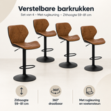 Overzicht van verstelbare barkrukken set van 4 met de belangrijkste productvoordelen