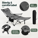 Detail van materiaal en afwerking van verstelbare campingstoel