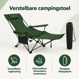 Overzicht van verstelbare campingstoel met de belangrijkste productvoordelen