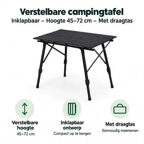 Belangrijkste voordelen en eigenschappen van verstelbare campingtafel