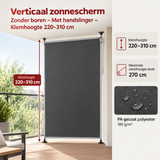 Afmetingen en productspecificaties van verticaal zonnescherm zonder boren