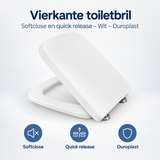Overzicht van vierkante toiletbril met de belangrijkste productvoordelen
