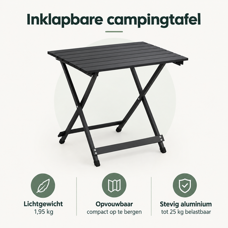 Inklapbare campingtafel van BukkitBow, lichtgewicht aluminium, 50,5 x 47 x 59,5 cm, geschikt voor kampeergebruik