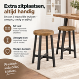 PIM Shopify visual 6/6 · Industriële krukken – Set van 2 – Vintage hout en metaal – Zithoogte 46 cm – Keuzehulp / praktisch voordeel