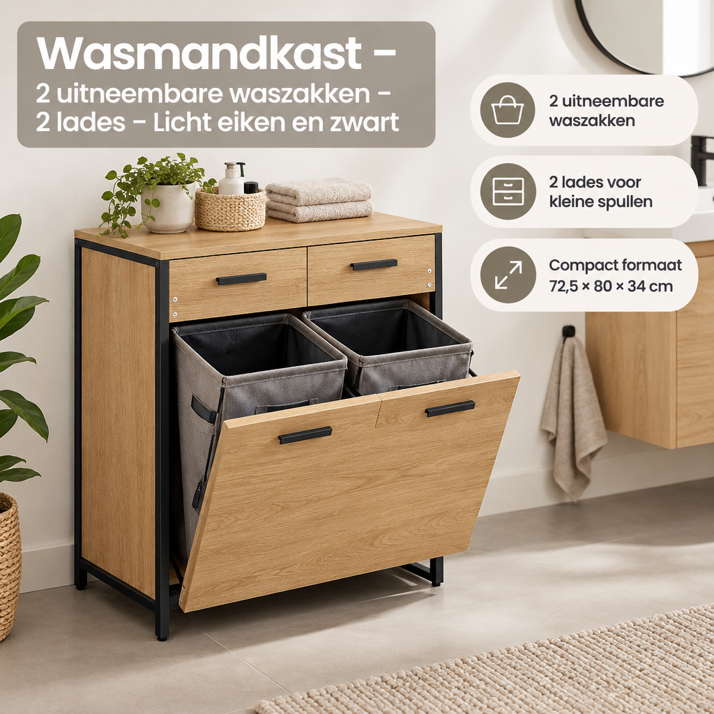 Praktische toepassing en keuzehulp voor wasmandkast