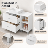 Detail van materiaal en afwerking van wastafelonderkast 90 cm
