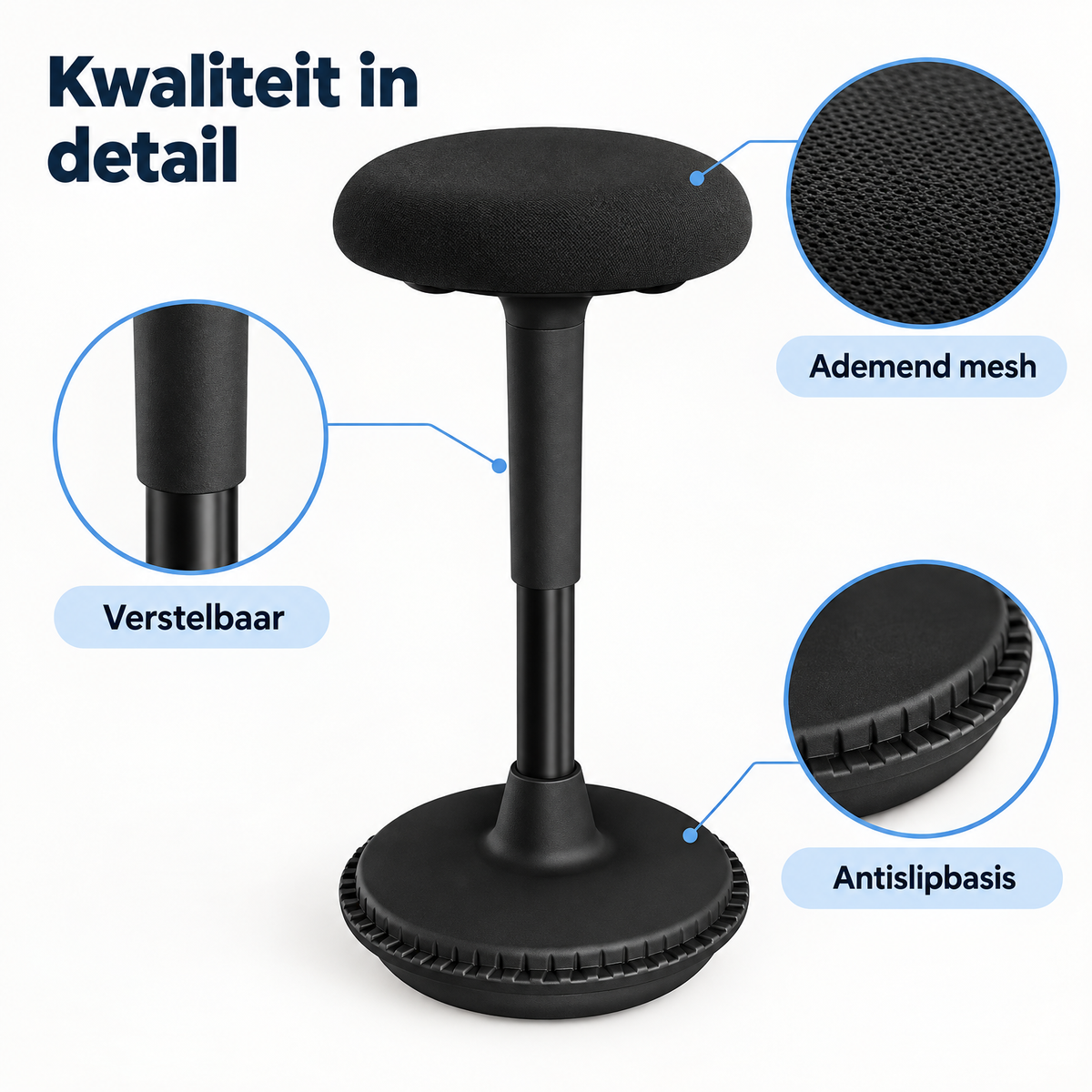 Detail van materiaal en afwerking van wiebelkruk