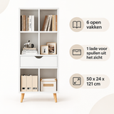 Belangrijkste voordelen en eigenschappen van witte boekenkast met lade