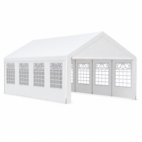 witte partytent met zijwanden productfoto op neutrale achtergrond