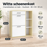 Afmetingen en productspecificaties van witte schoenenkast