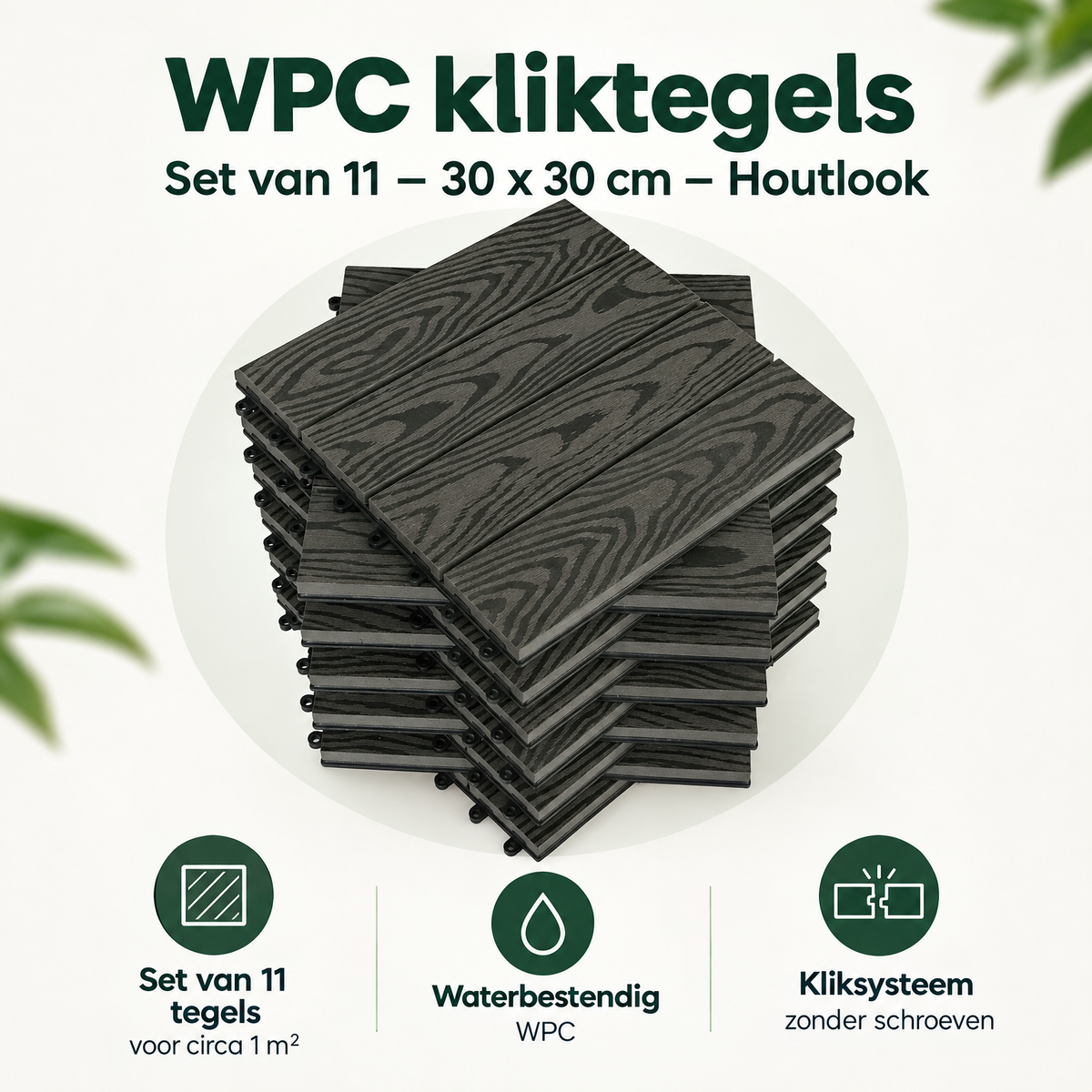 Overzicht van WPC kliktegels met de belangrijkste productvoordelen
