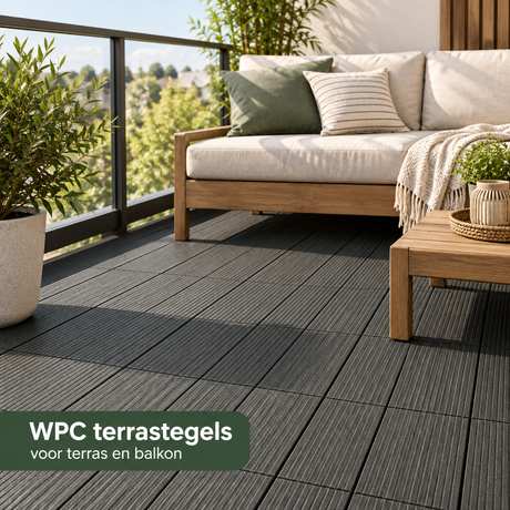 WPC terrastegels in gebruik in een passende praktijksituatie