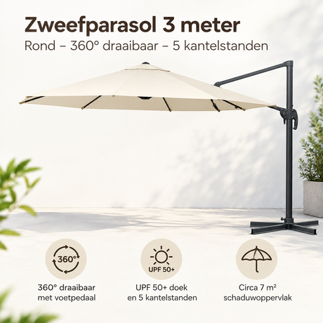 Belangrijkste voordelen en eigenschappen van zweefparasol 3 meter