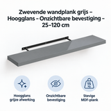 Belangrijkste voordelen en eigenschappen van zwevende wandplank grijs