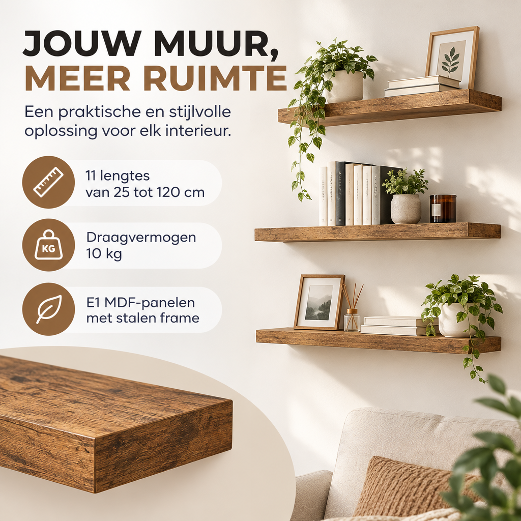 Praktische toepassing en keuzehulp voor zwevende wandplank