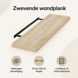 Overzicht van zwevende wandplank met de belangrijkste productvoordelen